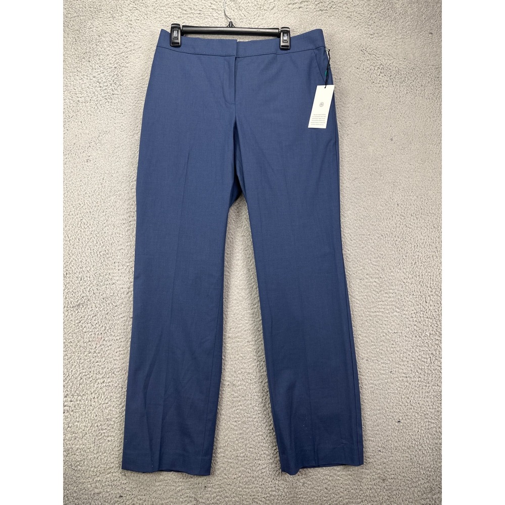 Ann Taylor The Straight Curvy Fit‎ Mid Rise Blue Wool Blend Trousers - Size 8